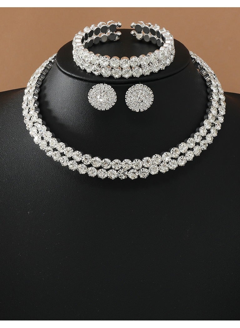 Mark Fairwhale Bridal Jewelry Rhinestone Necklace Three Piece Set Ladies Jewelry  - Image 1