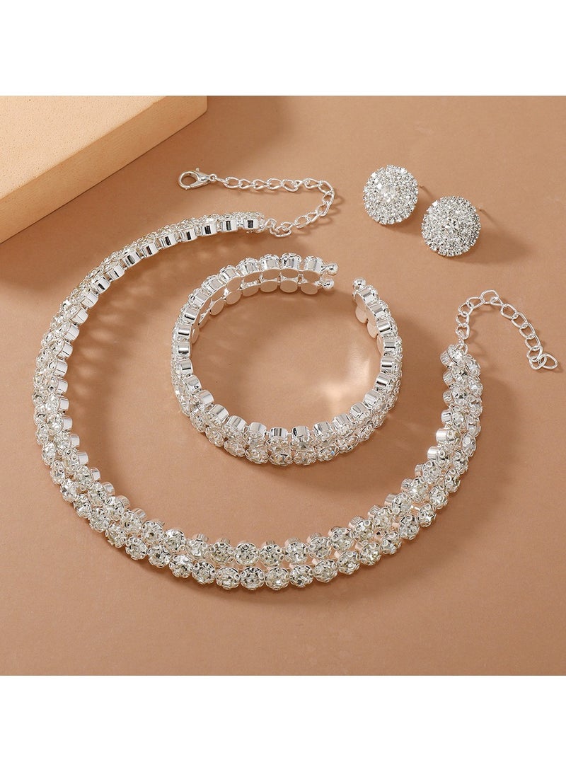 Mark Fairwhale Bridal Jewelry Rhinestone Necklace Three Piece Set Ladies Jewelry  - Image 2
