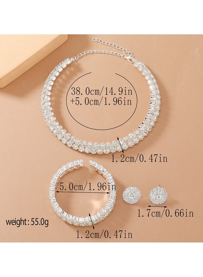 Mark Fairwhale Bridal Jewelry Rhinestone Necklace Three Piece Set Ladies Jewelry  - Image 3
