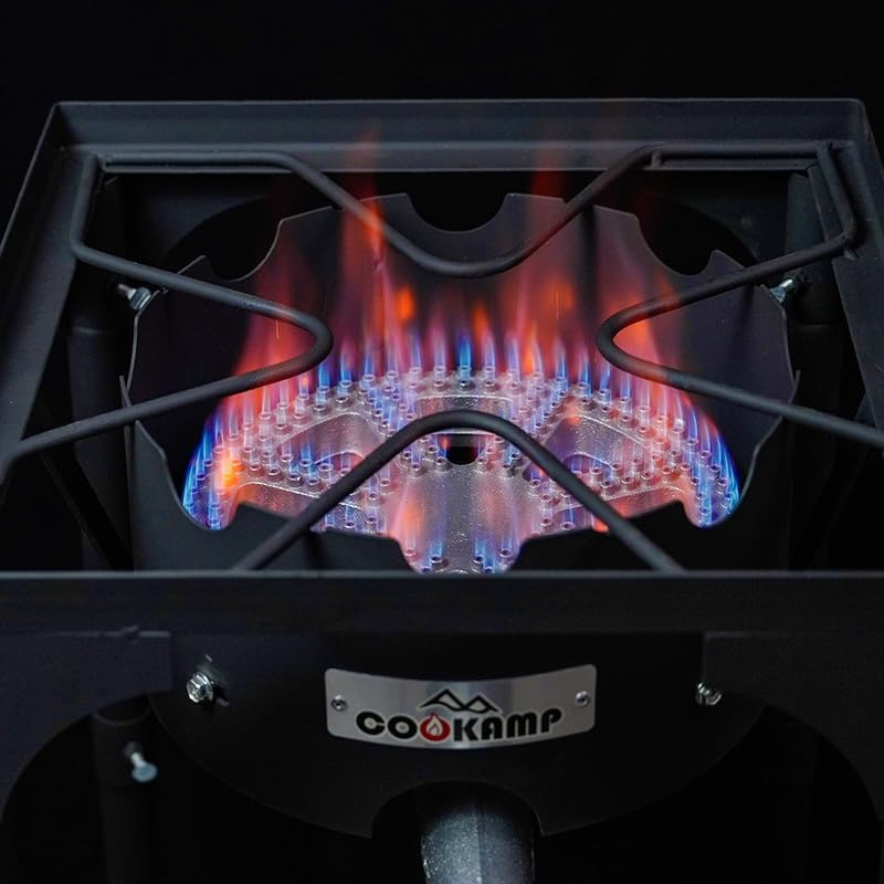 COOKAMP High Pressure Propane Burner Banjo Single Wok Burner 200,000BTU with Adjustable Height. 0-20 PSI Adjustable Regulator and Steel Braided Hose SA1550 (200,000BTU) - Image 5