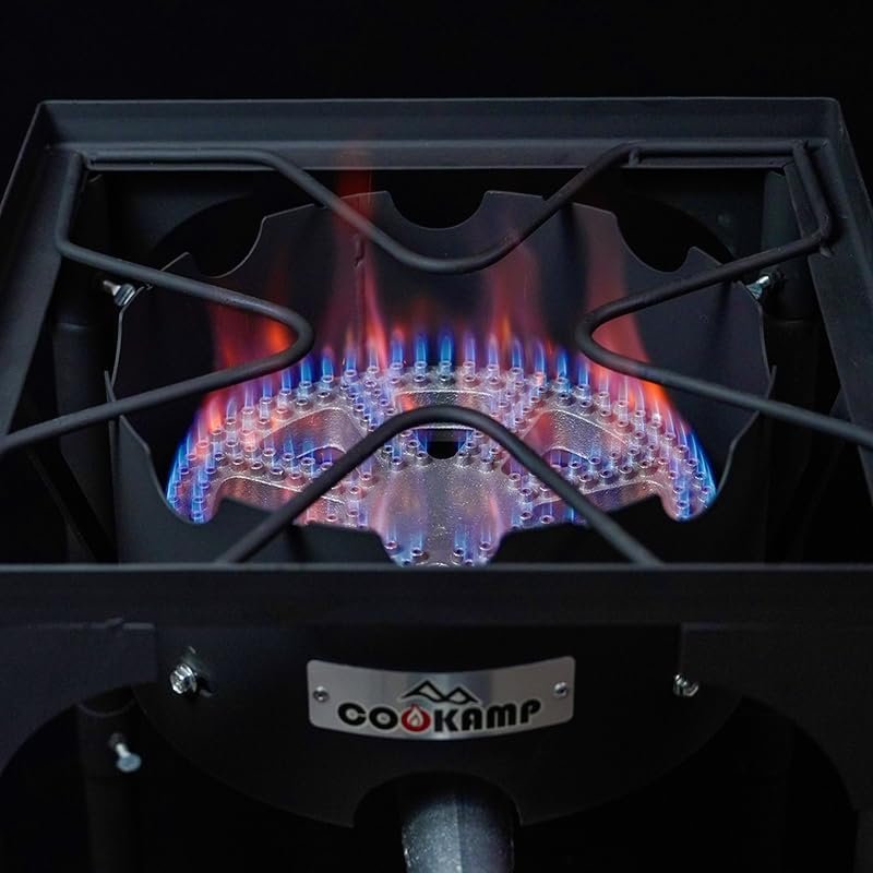 COOKAMP High Pressure Propane Burner Banjo Single Wok Burner 200,000BTU with Adjustable Height. 0-20 PSI Adjustable Regulator and Steel Braided Hose SA1550 (200,000BTU) - Image 4