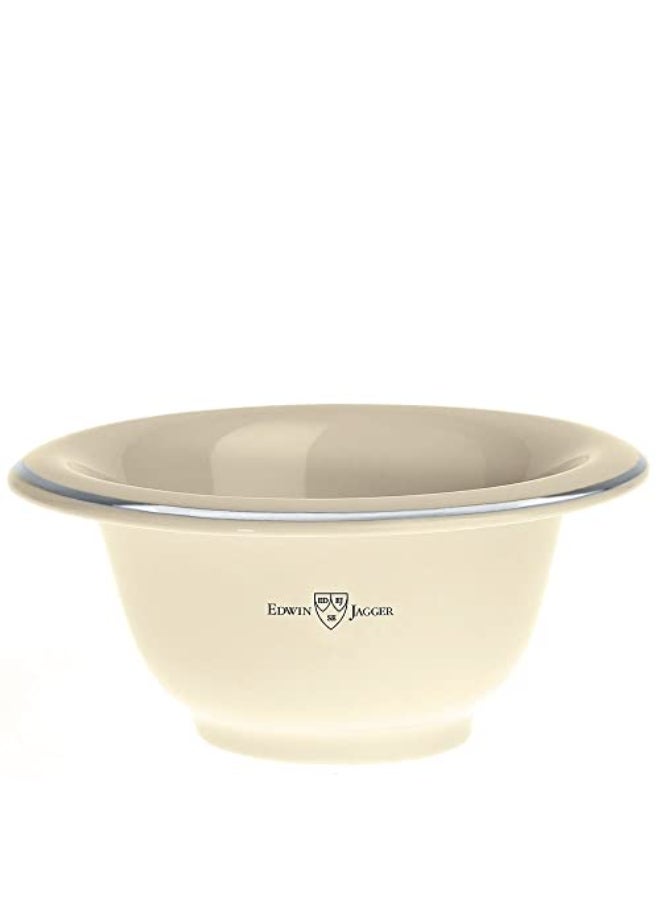 Edwin Jagger Porcelain Shaving Bowl Ivory Color with Silver Rim - Image 1