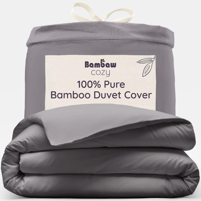 BAMBOO SINGLE DUVET COVER 135X200 CM COOL BEDDING 100 BAMBOO BED SHEETS SKINFRIENDLY NATURAL BEDDING COOL SHEETS FOR SUMMER ANTISWEATING SINGLE BED DUVET COVER 135X200 CM DARK GREY