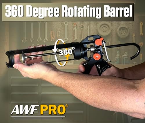 AWF PRO 10 oz Dual Thrust Caulk Gun 251 or 121 Thrust Ratio No Drip Rotating Barrel Comfort Grip with BuiltIn Puncture Tool - Image 3