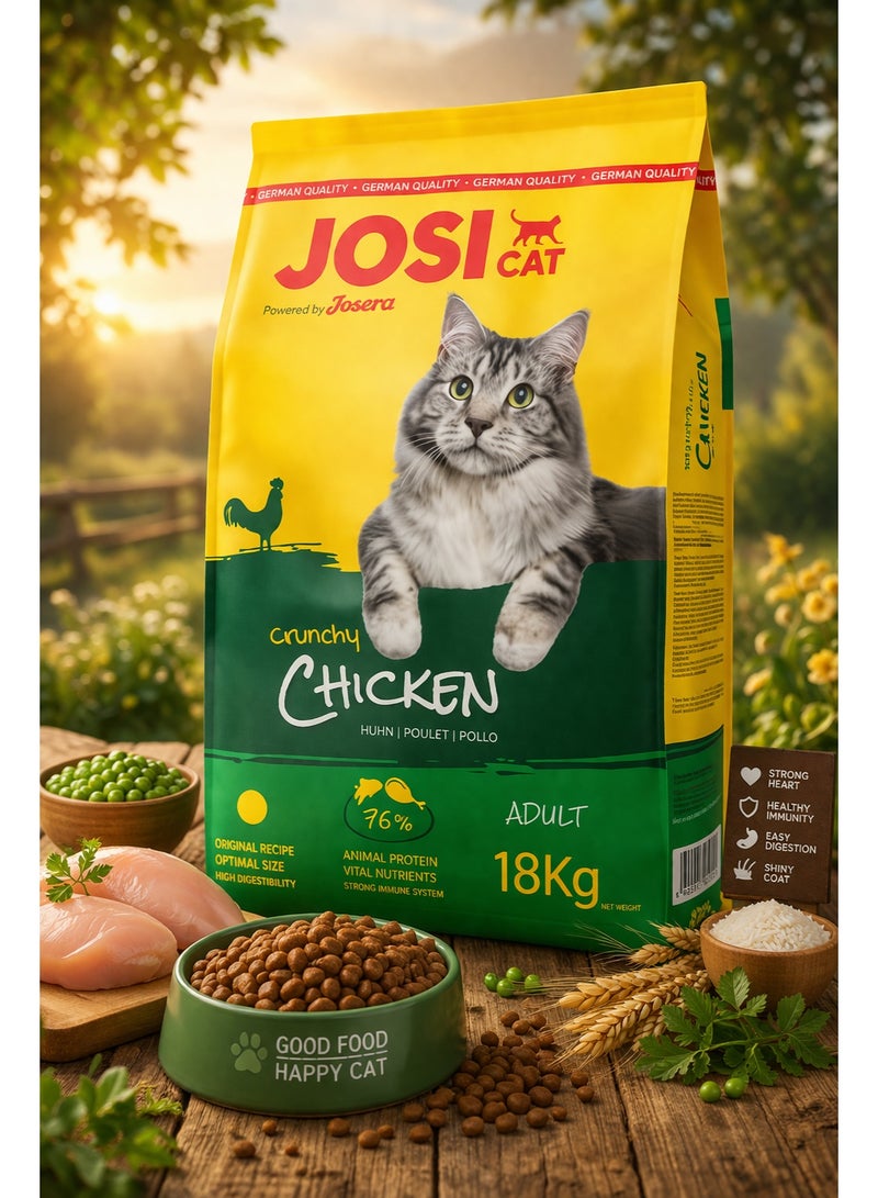 CAT Crunchy Chicken Dry Food – Adult Cat Food with High Animal Protein – Crispy Kibble – German Quality – 18 kg