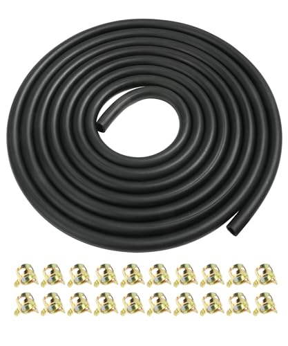 RACOONA 9.85FT Fuel Hose, 1/4" ID with 20Pcs 2/5" ID Hose Clamps - Stretchy Fuel Line for Motorcycle Mowers Tractors and All Small Engines - Image 1