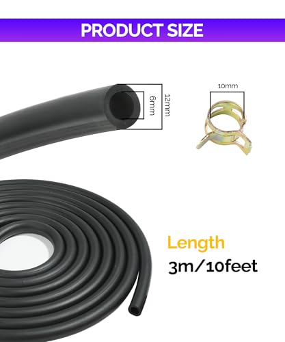 RACOONA 9.85FT Fuel Hose, 1/4" ID with 20Pcs 2/5" ID Hose Clamps - Stretchy Fuel Line for Motorcycle Mowers Tractors and All Small Engines - Image 3