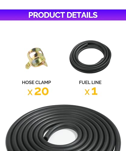 RACOONA 9.85FT Fuel Hose, 1/4" ID with 20Pcs 2/5" ID Hose Clamps - Stretchy Fuel Line for Motorcycle Mowers Tractors and All Small Engines - Image 5