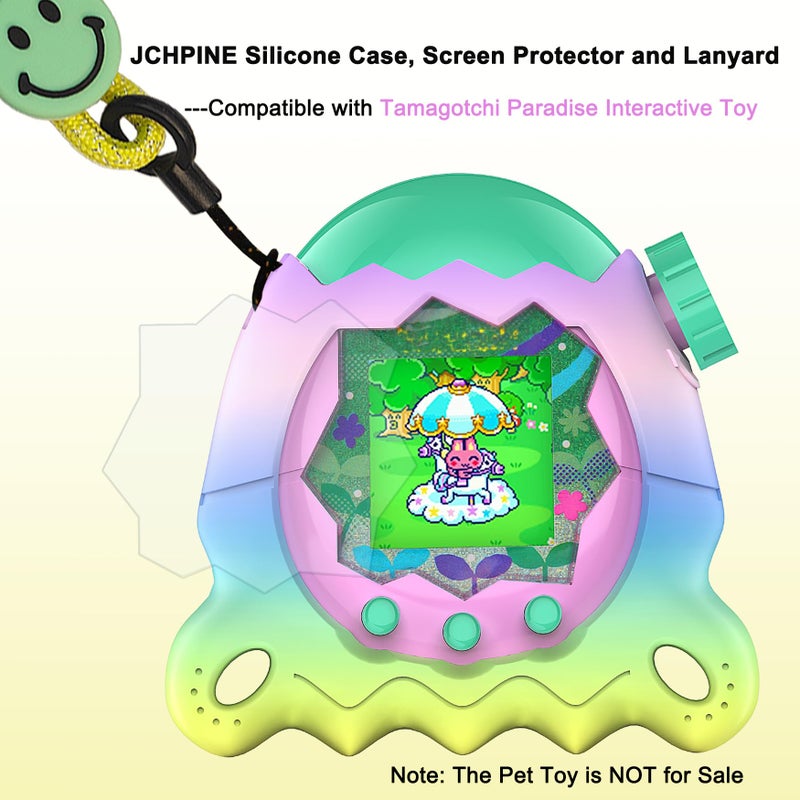 JCHPINE Silicone Cover Case for Tamagotchi Paradise Interactive Virtual Pet, Stand Up Case for Tamagotchi Paradise Screen Protector and Lanyard (Rainbow) - Image 2