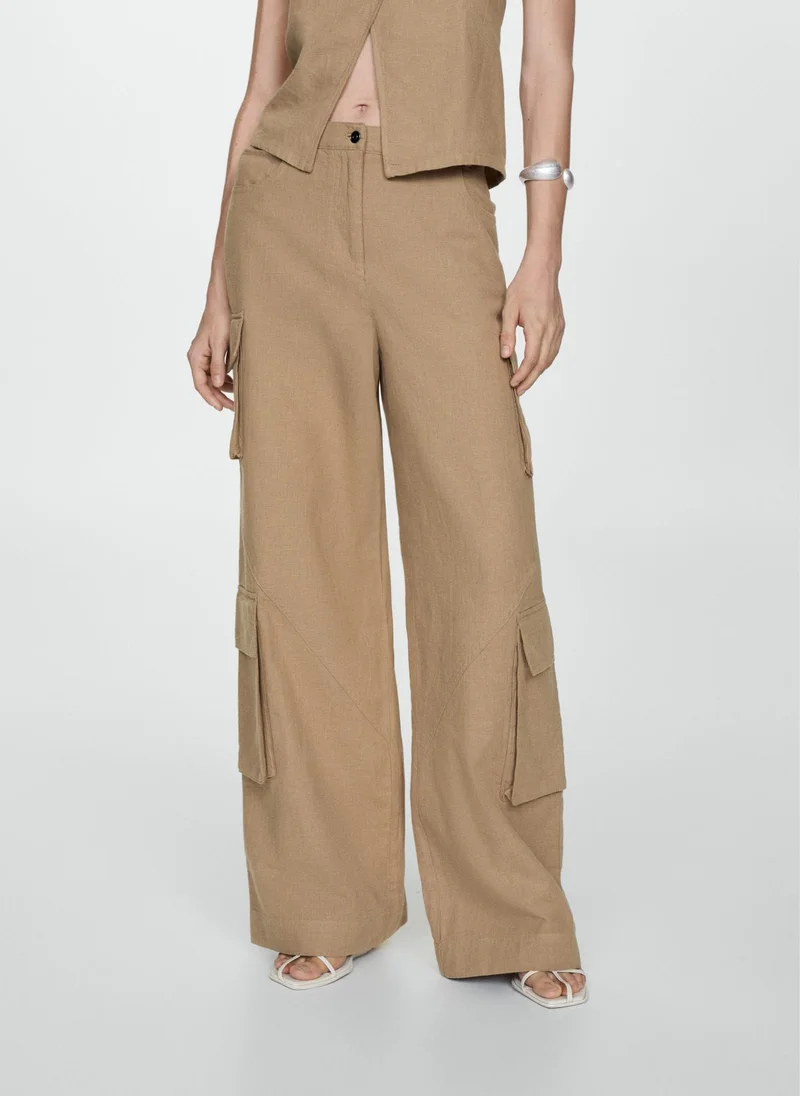 MANGO Pocket Detail High Waist Pants