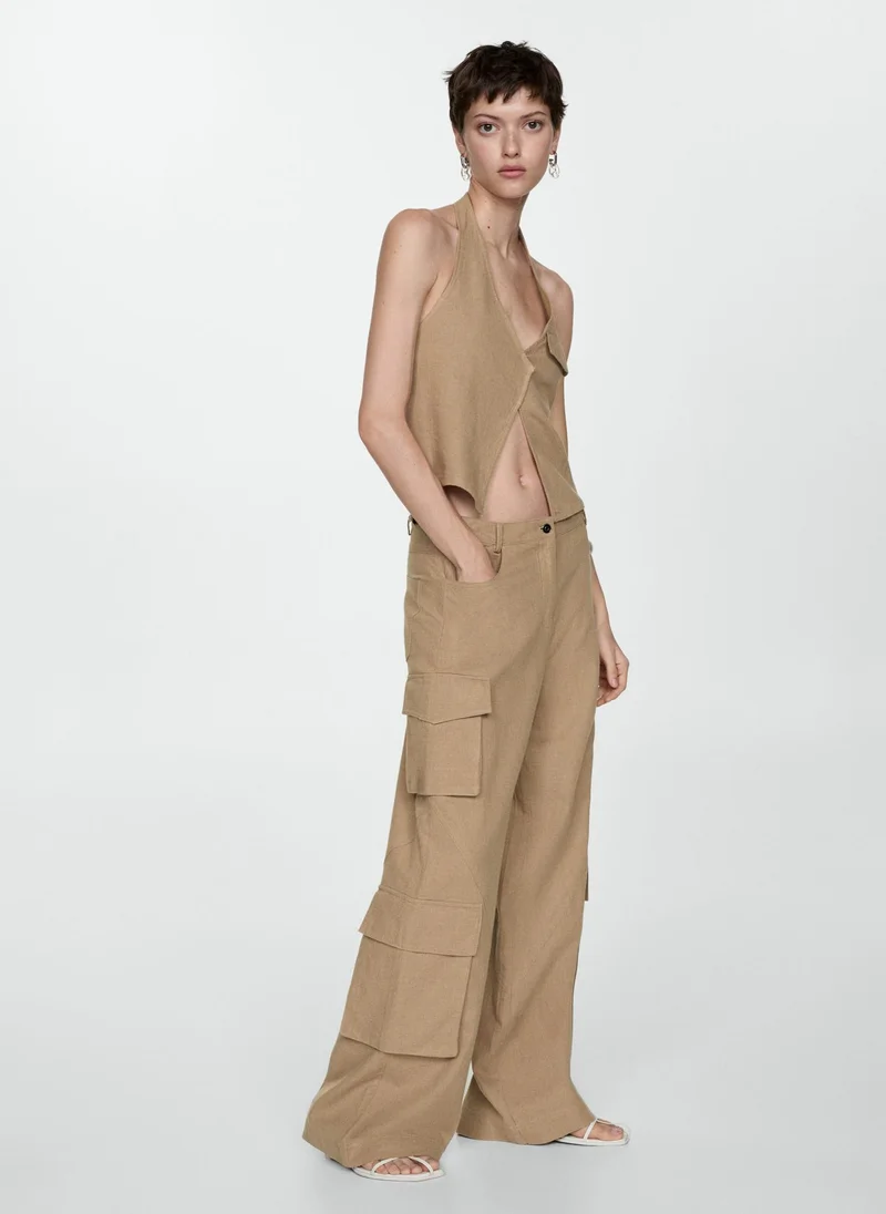 MANGO Pocket Detail High Waist Pants