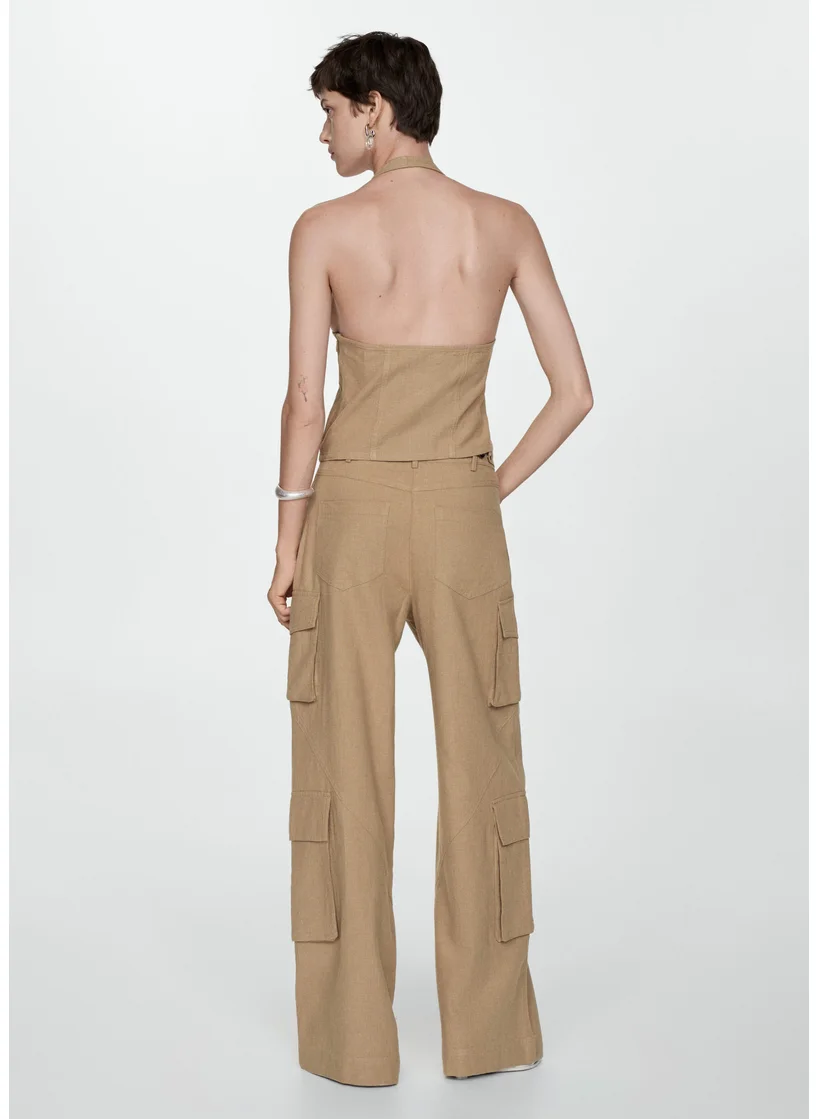 MANGO Pocket Detail High Waist Pants