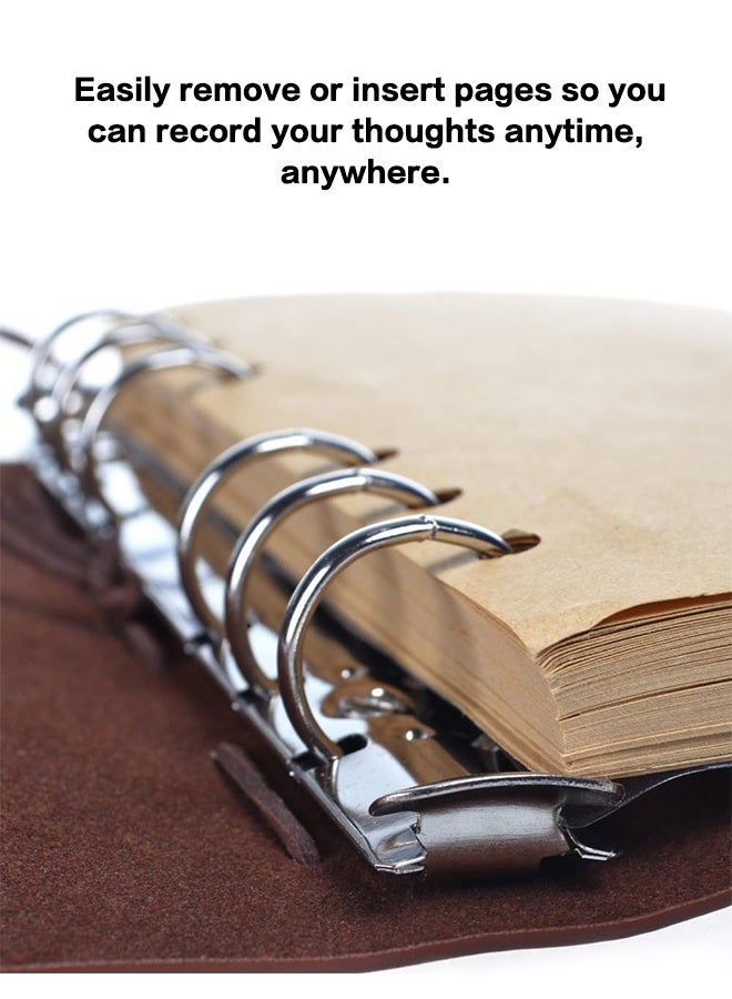 Organizer Leather Writing Journal Notebook, A5 Vintage Nautical Spiral Blank String Diary Notepad Sketchbook Travel to Write in, Unlined Paper, Retro Pendants, Classic Embossed, Coffee - Image 3