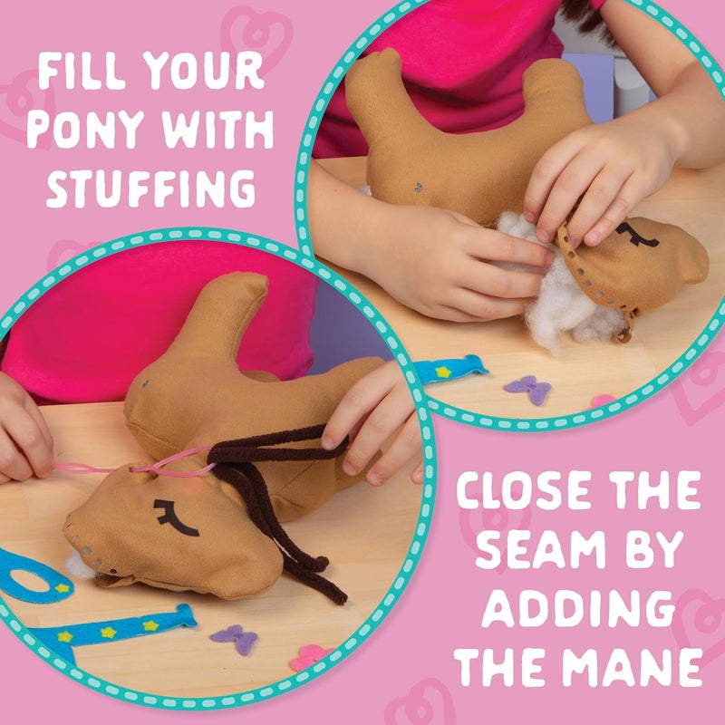 Craft Tastic Craft- Tastic - Make a Friend Pony - Mini Sewing Kit, Arts and Crafts, Kids Crafts, Art Supplies, Craft Kit Makes 1 Easy-to-Sew Stuffie with Clothes & Accessories, Bonus Travel Tote Included Ages 5+ - Image 4