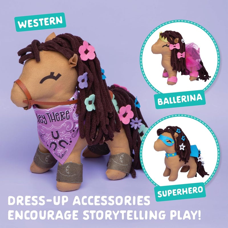 Craft Tastic Craft- Tastic - Make a Friend Pony - Mini Sewing Kit, Arts and Crafts, Kids Crafts, Art Supplies, Craft Kit Makes 1 Easy-to-Sew Stuffie with Clothes & Accessories, Bonus Travel Tote Included Ages 5+ - Image 5