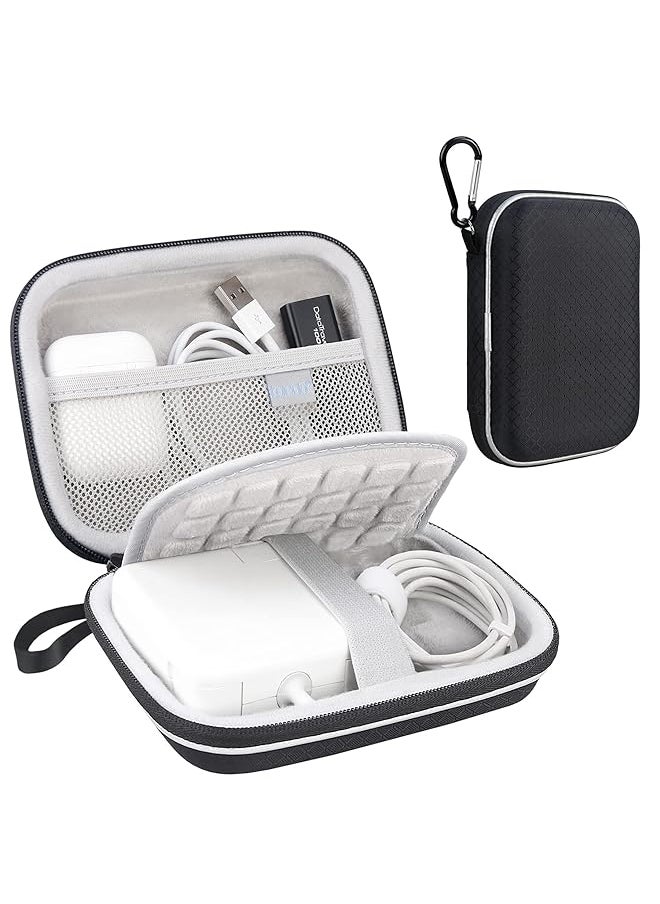 Lacdo Hard Carrying Case For Macbook Pro Air Magsafe Magsafe 2 Power Adapter Iphone12 12 Pro Charger Usb C Hub Type C Hub Earbuds Usb Cable Organizer Eva Protective Shockproof Travel Bag Black  - Image 1