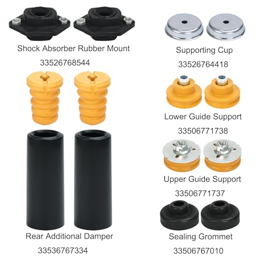 WayJun Rear Upper Lower Shock Mounts Grommets & Bump Stops Kit Compatible with Select BMW E82 E87 E90 E92 Models Shock Absorber Grommets Bump Stops Kit - Image 5