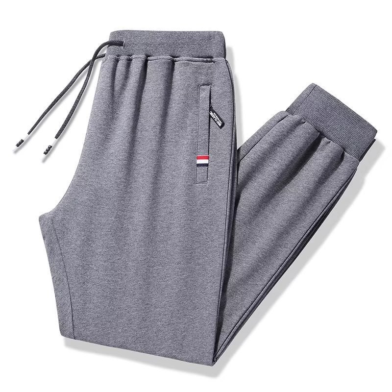 Winter Sports Pants Boys Teenagers Solid Color Sweatpants fleece-lined Thickened Junior High School Students Casual All-match Foot Pants Trendy toe gray - Image 1