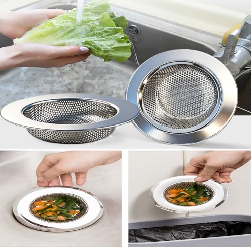 Seatery 2PCS Kitchen Sink Strainers, Sink Drain Filter, Sink Basket Strainer, 4.5 Inch Stainless Steel Sink Drain Strainer, Food Scraps Catcher for Kitchen - Image 4