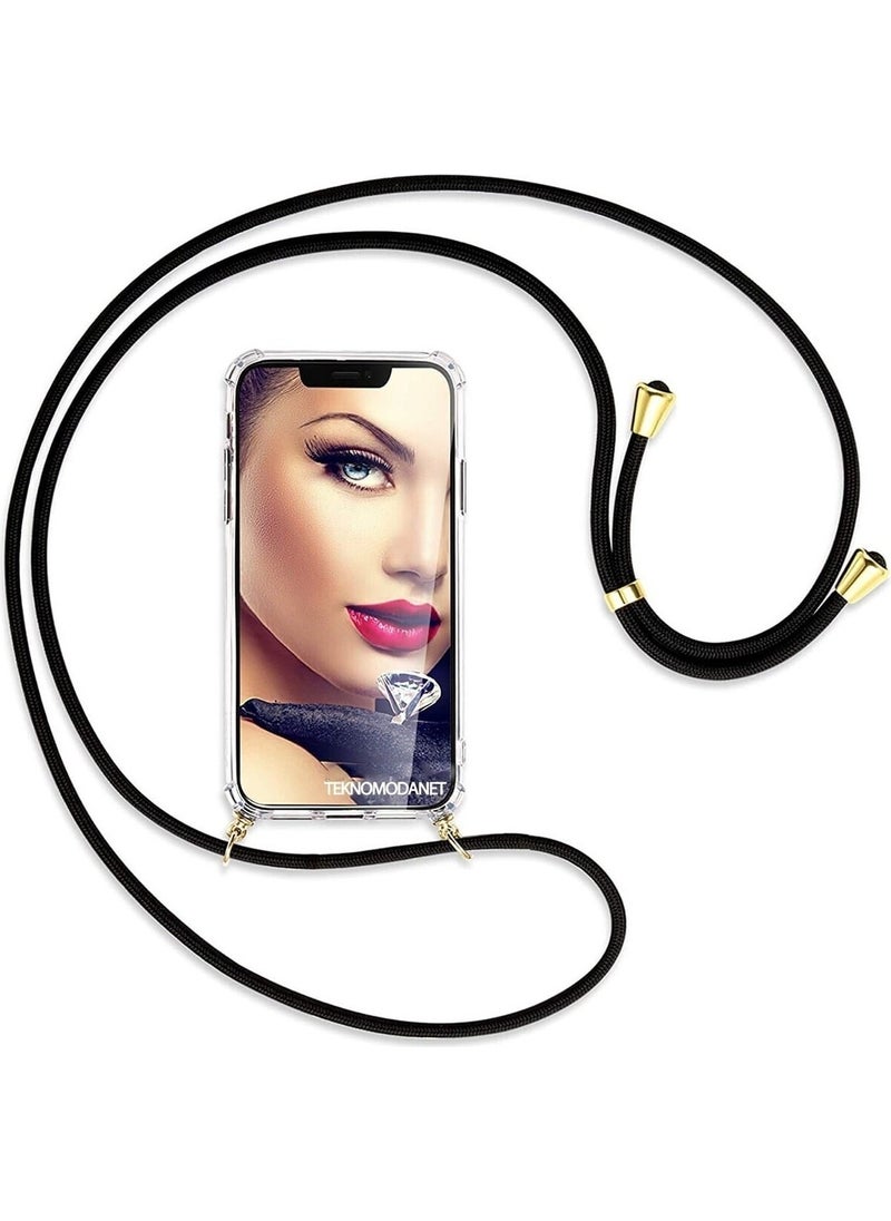 TahTicMer Huawei P30 Lite MAR-LX1M Case Shoulder Neck Strap Rope Transparent Anti-Shock X-Rop Case Four-Corner Impact Protection  - Image 1