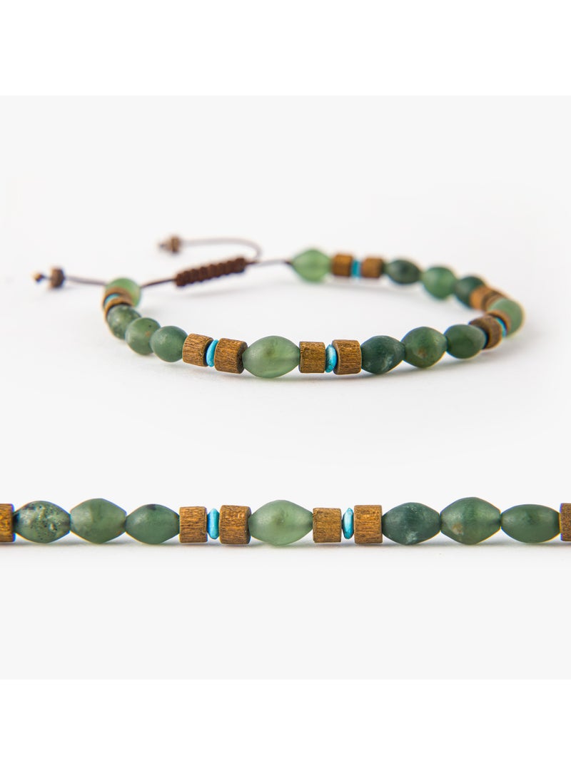 Minza ” Shah Maqsood ” Afghan turquoise and Shah Maqsood stones, Handmade Bracelet for Men, Beaded Bracelet, Wood - Hemp thread Bracelet, Jewelry for Casual & Special Occasion - Image 5