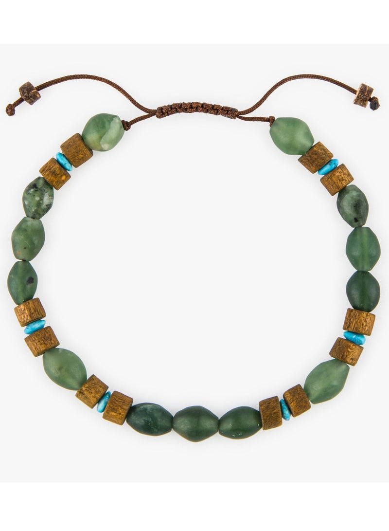 Minza ” Shah Maqsood ” Afghan turquoise and Shah Maqsood stones, Handmade Bracelet for Men, Beaded Bracelet, Wood - Hemp thread Bracelet, Jewelry for Casual & Special Occasion - Image 3