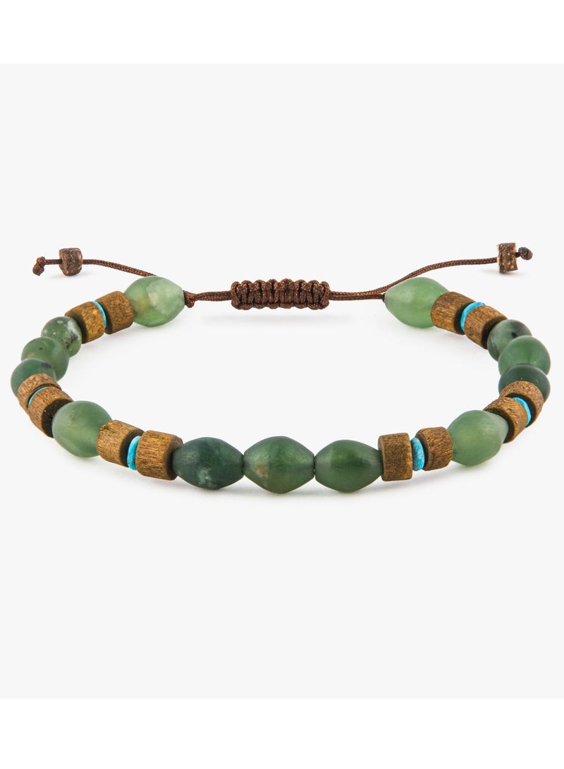 Minza ” Shah Maqsood ” Afghan turquoise and Shah Maqsood stones, Handmade Bracelet for Men, Beaded Bracelet, Wood - Hemp thread Bracelet, Jewelry for Casual & Special Occasion - Image 2