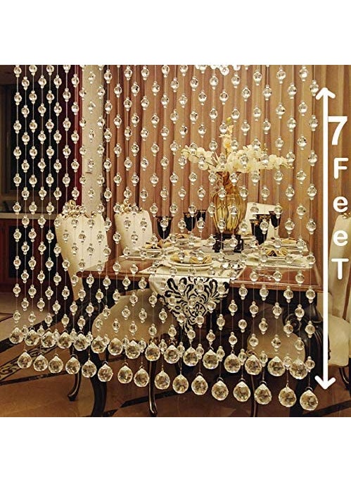 Light Wave LIGHT WAVE Sheer Curtains Acrylic 10 Strings 6 Feet Crystal Curtain With Crystal Drops For Door, Window, Temple, Partition Area Décor  - Image 2