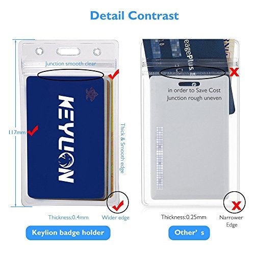 KEYLION Cruise Flat Lanyard with Retractable Badge Reel & Heavy Duty Clear Vertical ID Card Name Badge Holder (Black,3 Pack) - Image 5