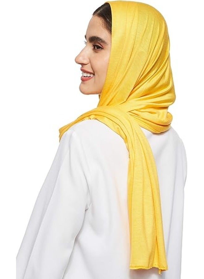 Soft saffron yellow stretch jersey headscarf: a bright and stylish headscarf  - Image 2