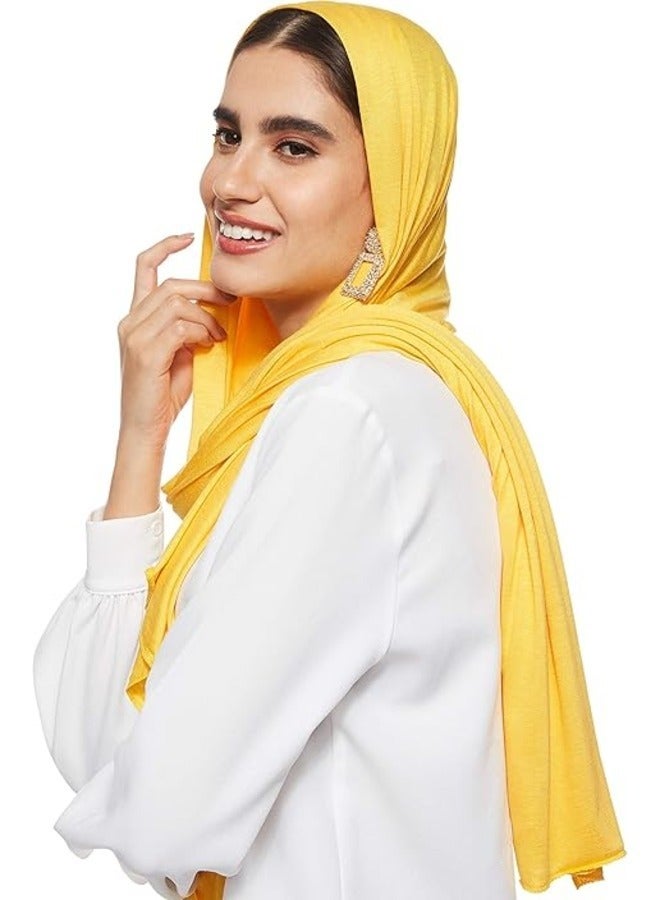 Soft saffron yellow stretch jersey headscarf: a bright and stylish headscarf  - Image 3