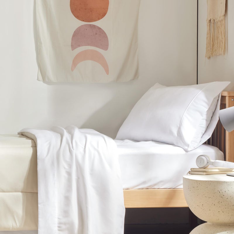 SLEEP ZONE 3 Pieces Bed Sheet Set  Microfiber Bed Sheet Twin XL Size  Soft & Breathable Bedding Sheet Set  Deep Pocket Fitted Sheet  Flat Sheet and Pillowcase (White. Twin XL) - Image 1