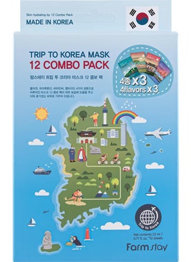 FARMSTAY FARMSTAY Trip To Korea Facial Mask Sheet 12 Combo Pack Korean Skincare Mask Combo HypoallergenicMoisturizingNourishingVitalizing Refreshing077 floz12 ea 