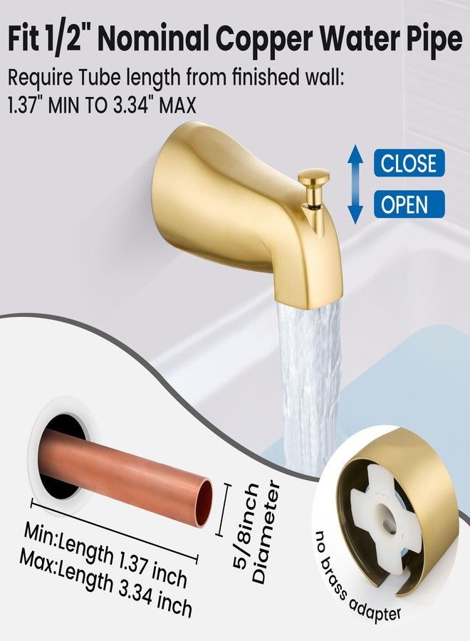 Airuida Bathroom Tub Shower Faucet Set Shower Head and Handle Set Bathtub Faucet Set Complete with Rough-in Valve Trim Kit with 8 Inch Round Shower Head,Brushed Gold - Image 5