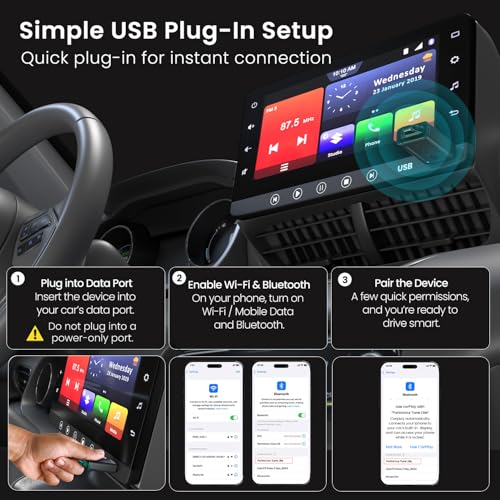 Portronics Tune Lite, Mini 2-in-1 Wireless CarPlay/Android Auto Receiver, Converts Wired to Wireless, Plug & Play, Only for Cars with OEM Installed Wired Android Auto/CarPlay, Android 12+ & iOS 15+ - Image 4