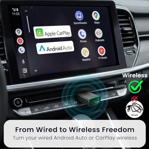 Portronics Tune Lite, Mini 2-in-1 Wireless CarPlay/Android Auto Receiver, Converts Wired to Wireless, Plug & Play, Only for Cars with OEM Installed Wired Android Auto/CarPlay, Android 12+ & iOS 15+ - Image 2
