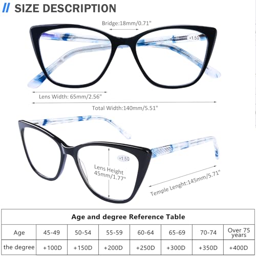 AQWANO Stylish Cat Eye Computer Reading Glasses Designer Blue Light Block Eyeglasses Readers Anti UV400 Digital Eyestrain for Women25 - Image 3