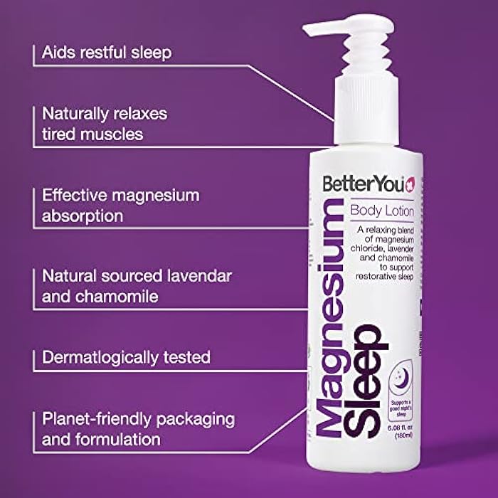 BetterYou Magnesium Sleep Body Lotion - Relaxing Body Lotion - Magnesium Body Cream with Lavender and Chamomile Blend - Sore Muscle Relief - 6.08 oz (Pack of 2) - Image 4