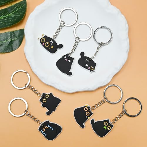 Ibuclein 30Pcs Black Cat Keychains Bulk,DIY Cute Cat Keychain Charms,Animals Backpack Charms Decor for Girls,Cool Novelty Backpack Keychains ,Funny PVC Key Ring ,Prize Box for Classroom and Party Favors gifts - Image 2