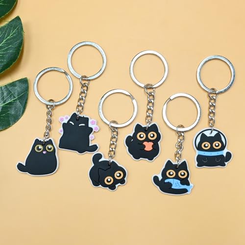 Ibuclein 30Pcs Black Cat Keychains Bulk,DIY Cute Cat Keychain Charms,Animals Backpack Charms Decor for Girls,Cool Novelty Backpack Keychains ,Funny PVC Key Ring ,Prize Box for Classroom and Party Favors gifts - Image 5