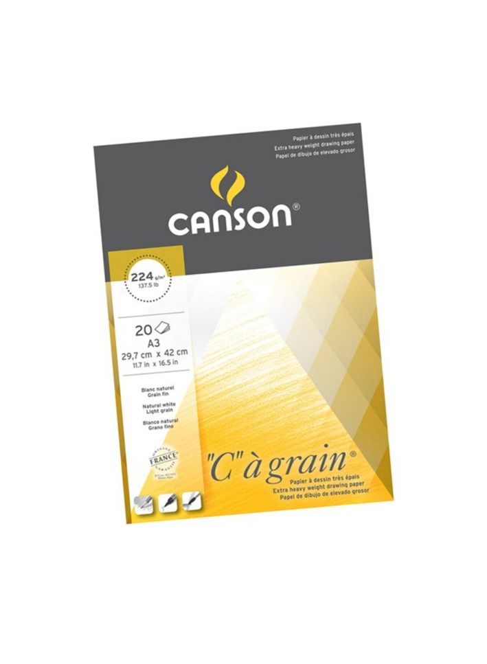 Canson C a Grain 224gsm Heavyweight Drawing Paper fine Grain Texture A3 pad Including 20 Sheets - Image 1