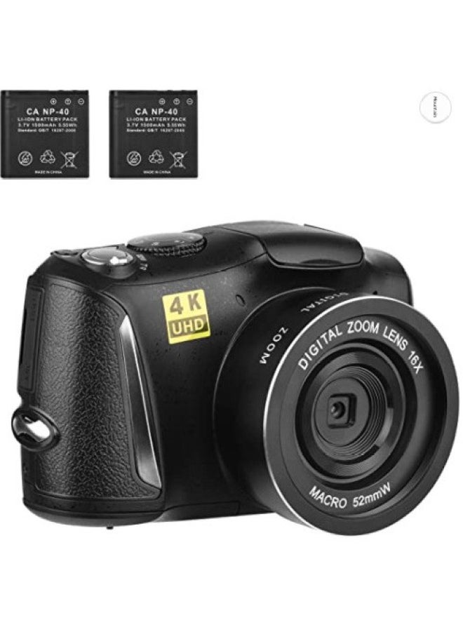 Generic English Product 48MP Digital Camera, Full HD Point And Shooting Camera With 3-inch R6S-4K-Body Color:Black + Battery  - Image 1