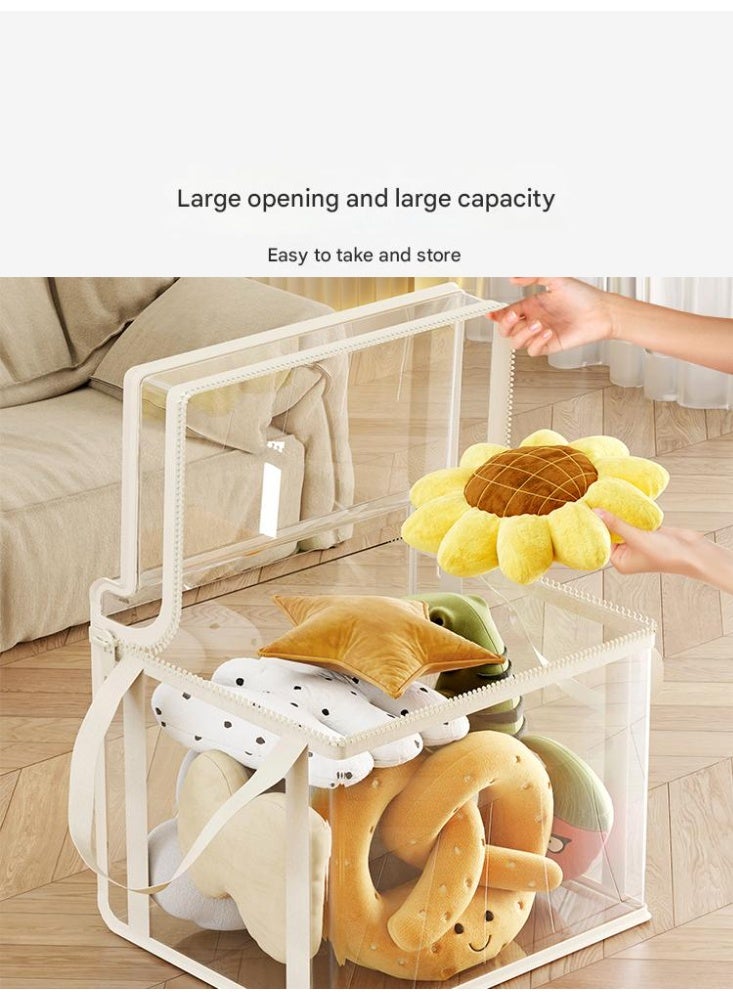 XiuWoo 3-Piece Transparent Dustproof Handheld Zipper with Lid Storage Box, Household Toy Sorting Basket - Image 2