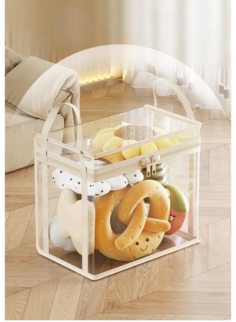 XiuWoo 3-Piece Transparent Dustproof Handheld Zipper with Lid Storage Box, Household Toy Sorting Basket - Image 5