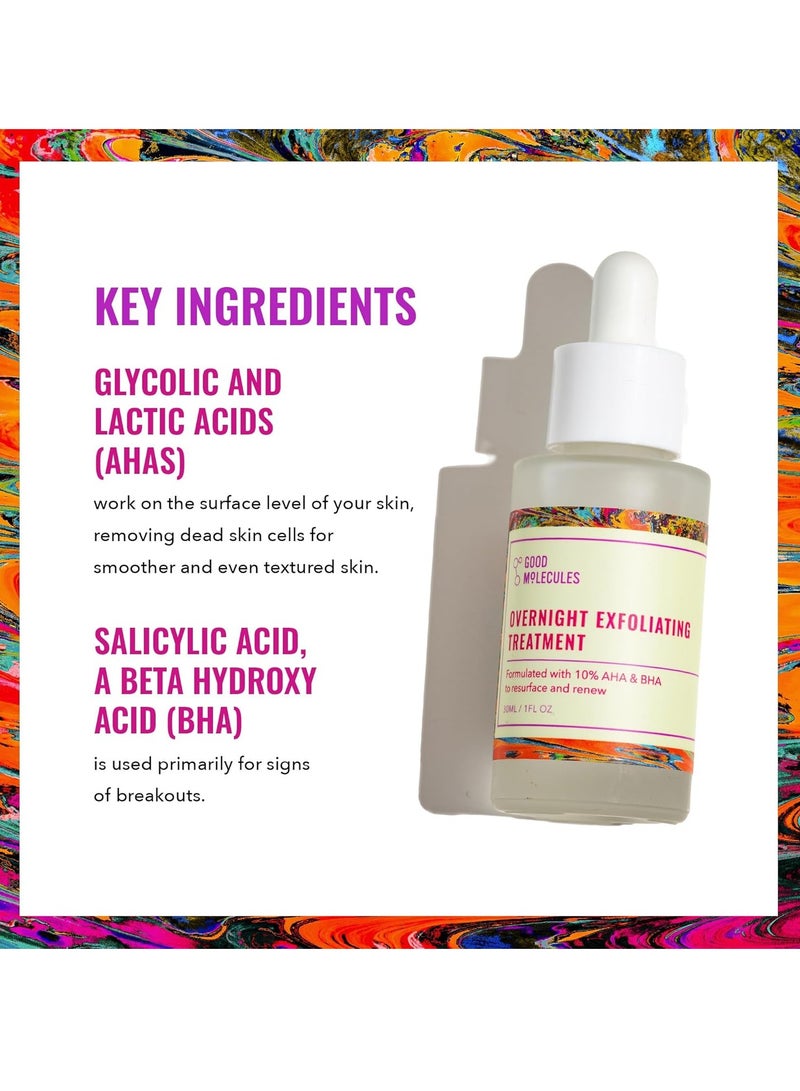 Good Molecules Overnight Exfoliating Treatment - Facial Exfoliant with AHA for Tone and Texture - Pore Minimizer, Skincare for Face with Salicylic Acid  - Image 3