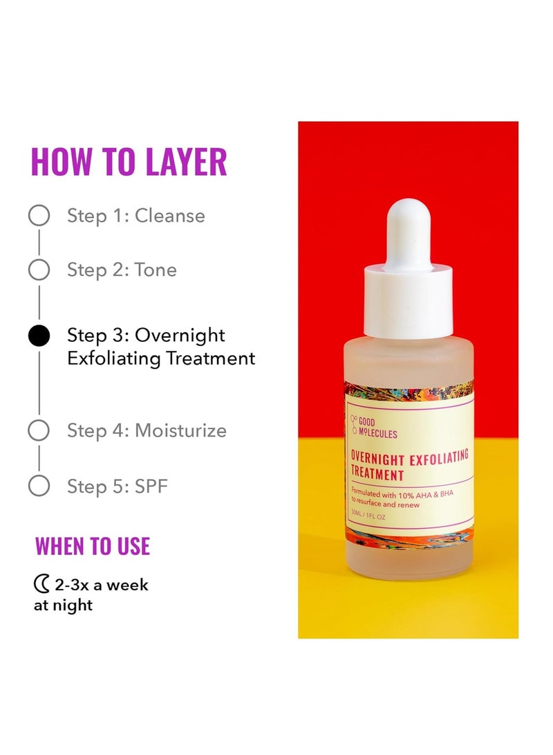 Good Molecules Overnight Exfoliating Treatment - Facial Exfoliant with AHA for Tone and Texture - Pore Minimizer, Skincare for Face with Salicylic Acid  - Image 4
