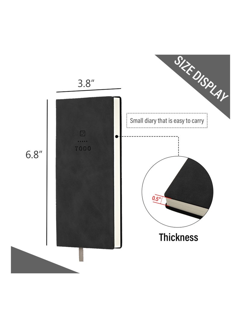 To Do List Notebook Set 196 Pages Soft Leather Notepad for Daily Planning and School Supplies Ideal for High School Students Black and Grey - Image 2