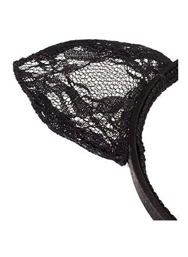 NIBEMINENT Lace Orecchiette Cat Ears Headband Black - Image 3