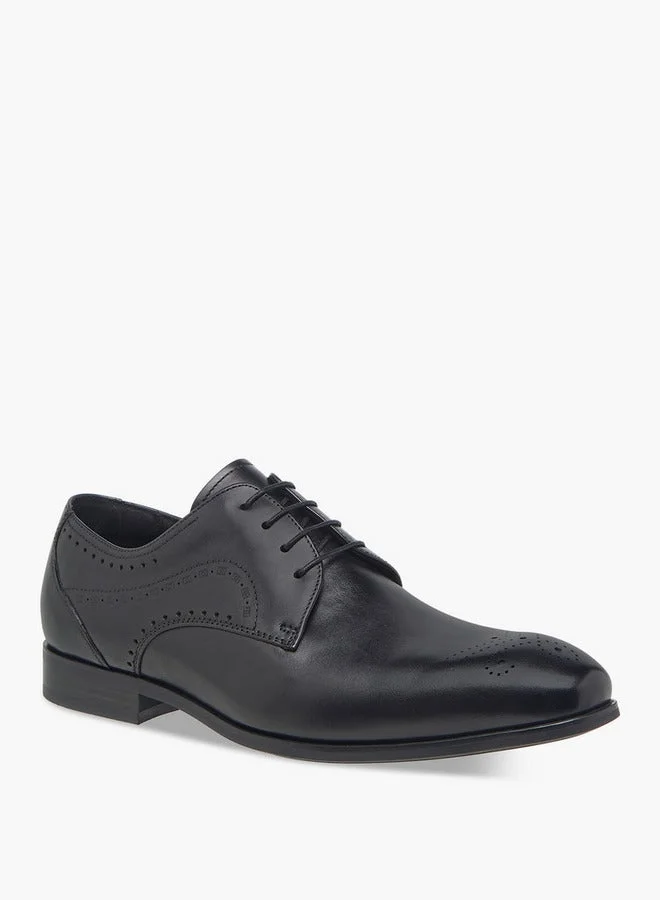 DUCHINI Men's Cutout Detail Derby Shoes with Lace-Up Closure