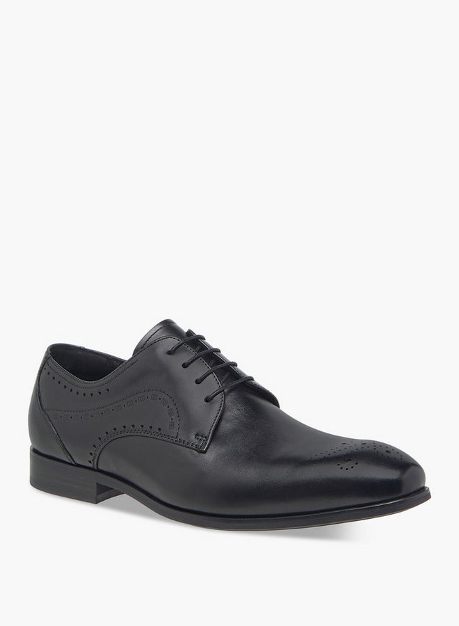DUCHINI Men's Cutout Detail Derby Shoes with Lace-Up Closure - Image 1